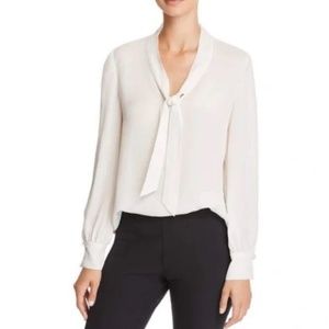Ann Taylor White Tie Blouse, size small
